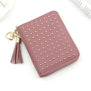 Brand new Studded Women's Zipper Wallet In Dusty Pink